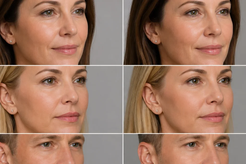 Patient reviewing Belotero and Juvederm dermal filler options with an InjectCo nurse injector