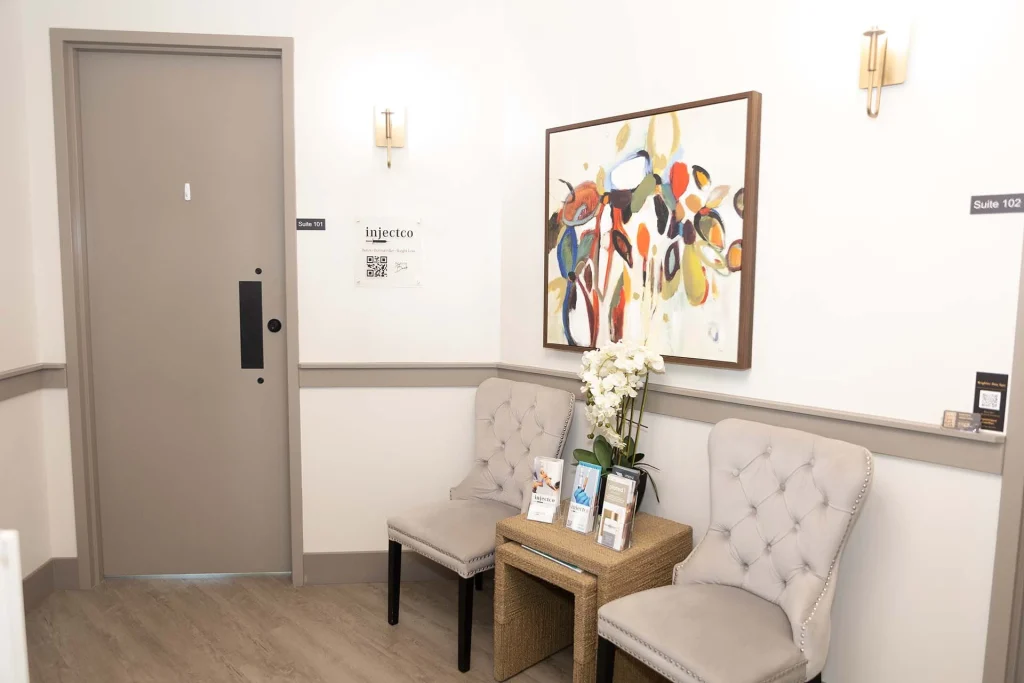Nurse injector reviewing wrinkle relaxer pricing and unit counts with a patient at InjectCo